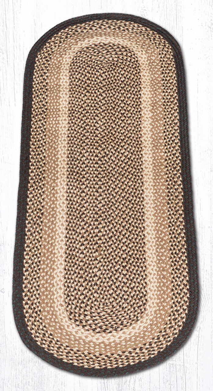 Earth Rugs C-17 Chocolate / Natural Oval Braided Rug 2 Feet X 6 Feet